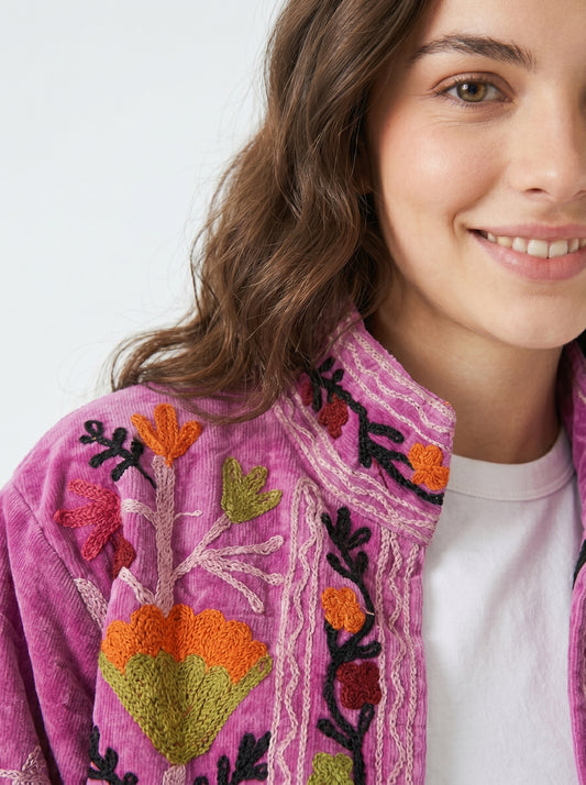 Women's Love Yourself 1041 Suzani Reversible Velvet Jacket – Artistic Embroidered Statement Jacket