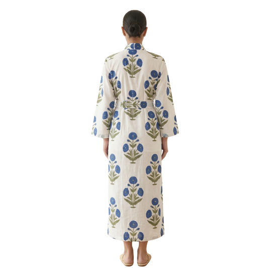 Blue Bloom Delight – Women’s Cotton Kimono