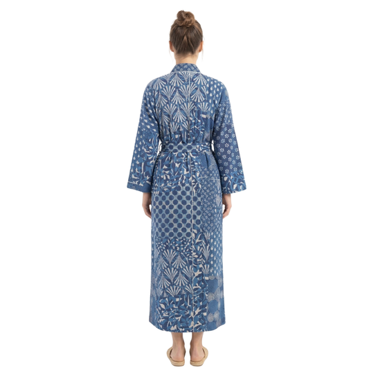 Indigo Blue Patchwork – Women’s Cotton Kimono
