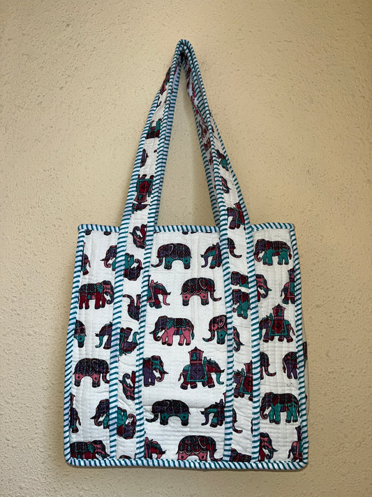 White Elephant– Quilted Mini Tote Bag 12X12