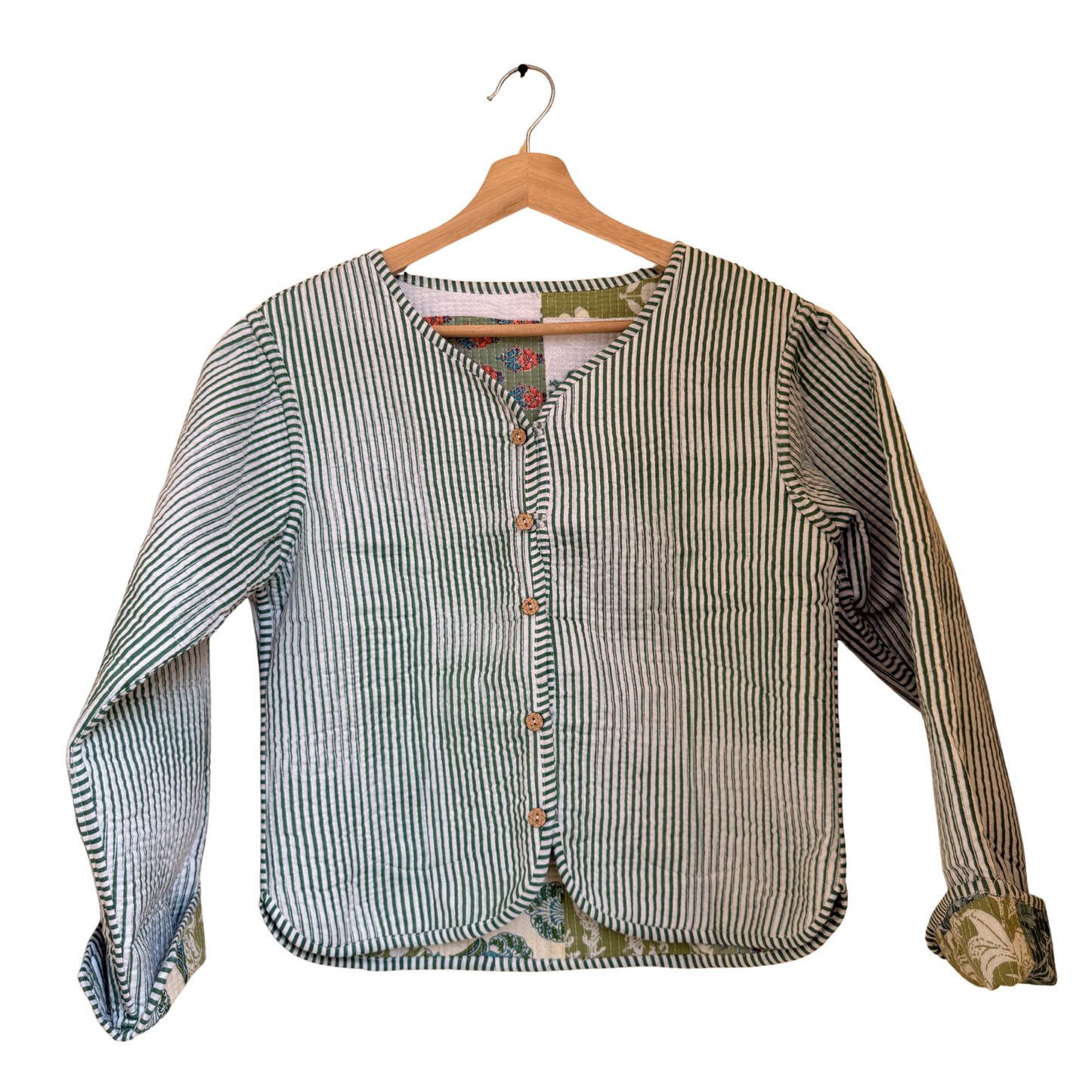 Green Meadow – Patchwork Cotton Quilted Reversible Jacket