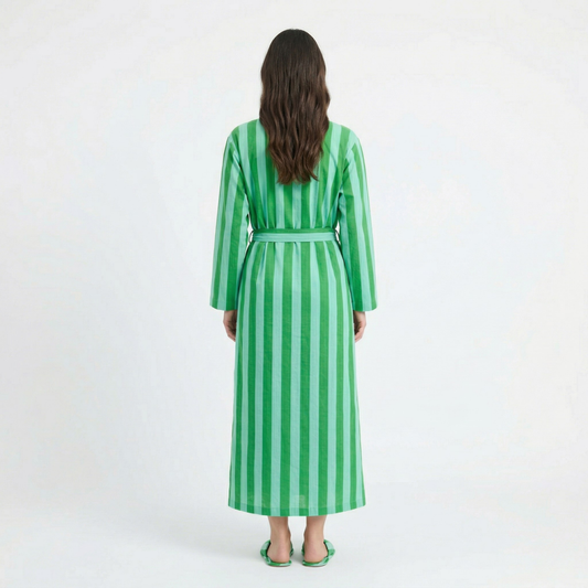 Green Stripe Muse – Women’s Cotton Kimono