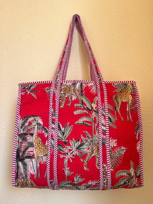 Crimson Red Jungle – Muse Tote Bag 16X16