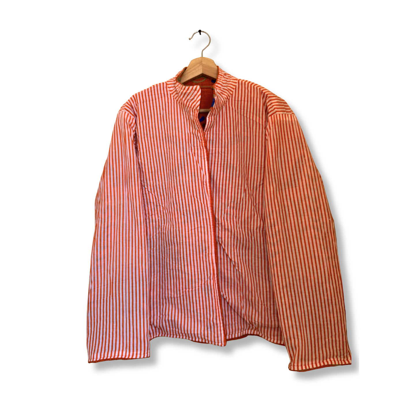 Women’s Amber Bloom Orange Suzani Reversible Cotton Jacket – Artistic Embroidered Statement Jacket