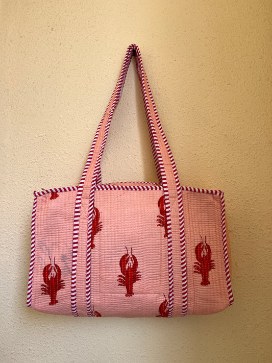 Pink lobster Quilted Mini Tote Bag 10X12