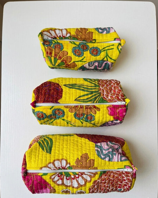 Yellow floral – Utility Pouch Pack of 3