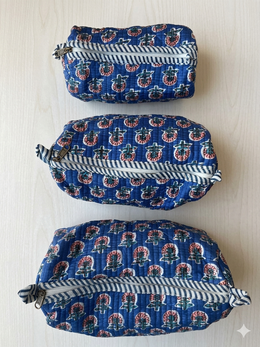 Blue floral – Utility Pouch Pack of 3