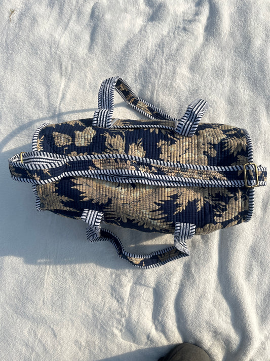 Navy blue - 1 Quilted Cotton Duffle Bag – Lightweight Travel Weekender