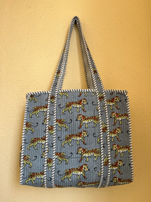 Grey tiger Mini Tote Bag 15X15