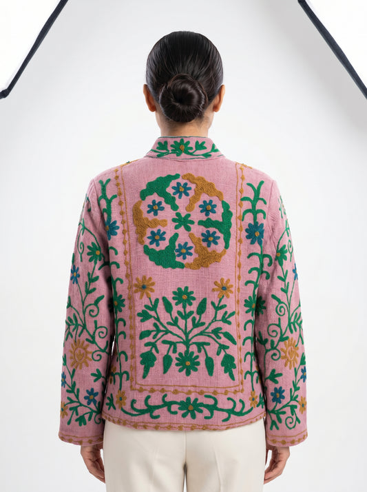 Women's Cotter Suzani Reversible Jacket – Artistic Embroidered Statement Jacket