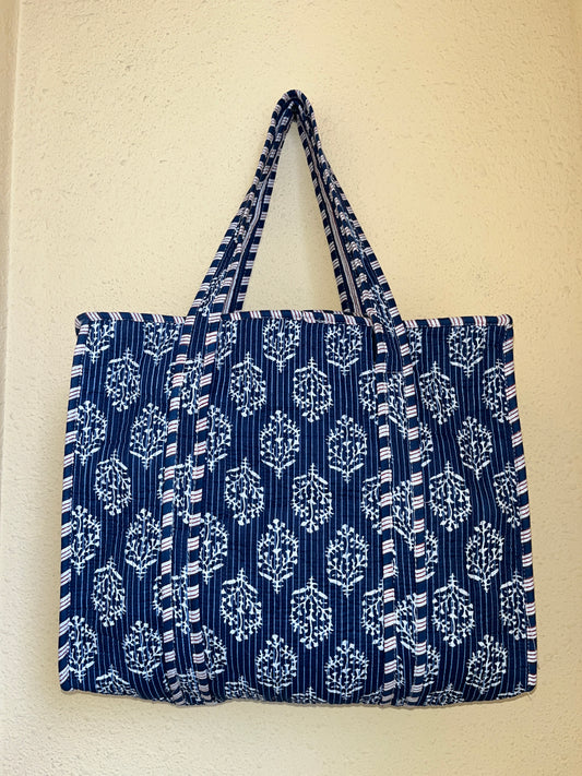 Blue Floral-2 – Tote & 3 Pouch Set