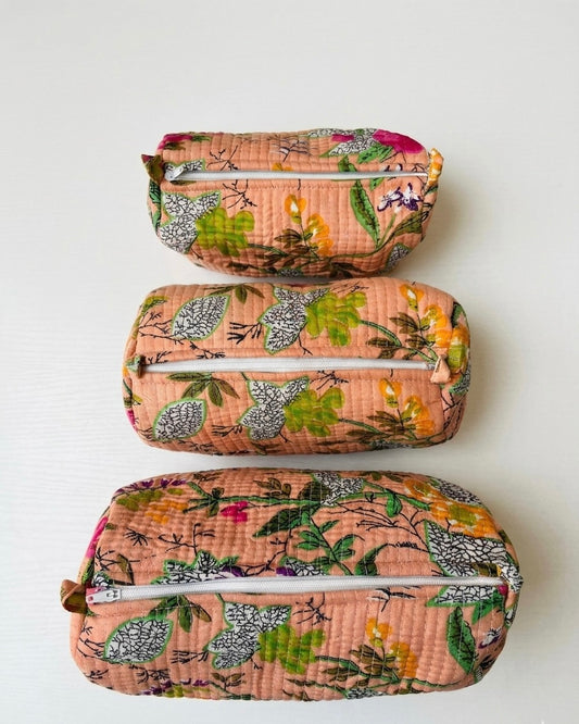 Peach floral-3 – Utility Pouch Pack of 3