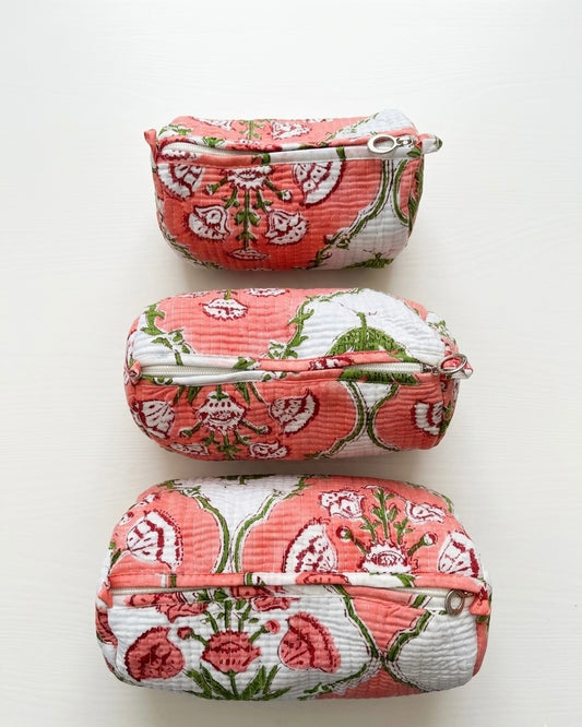 White peach Floral – Utility Pouch Pack of 3