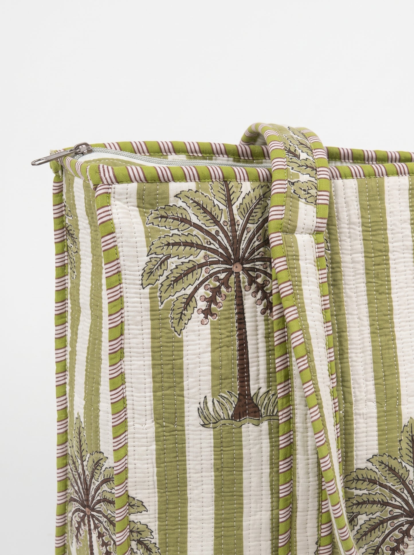 Midnight Beach Green Palms - Tote & 3 Pouch Set 19X15