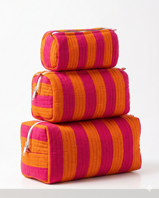 Orange Pink Stripes – Utility Pouch Pack of 3