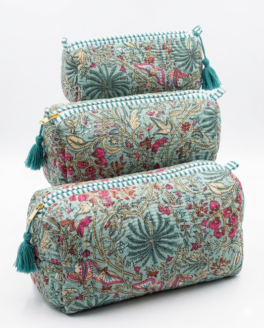 Blue Floral – Utility Pouch Pack of 3