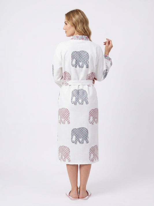Floral 103 Waffle Bathrobe – Luxury Spa Robe
