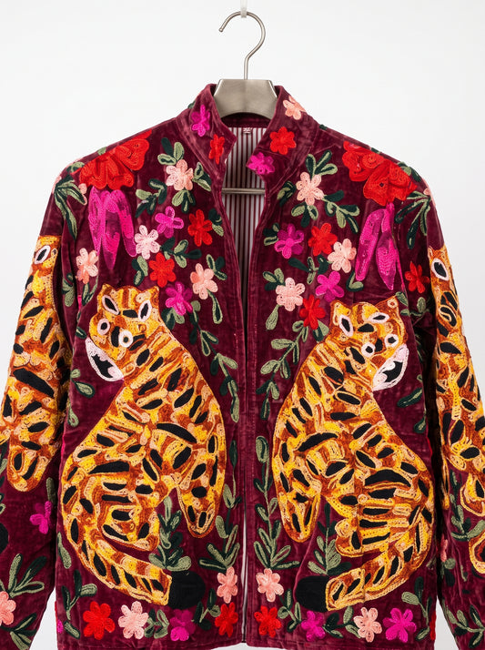 Women's 2005 Suzani Reversible Velvet Jacket – Artistic Embroidered Statement Jacket