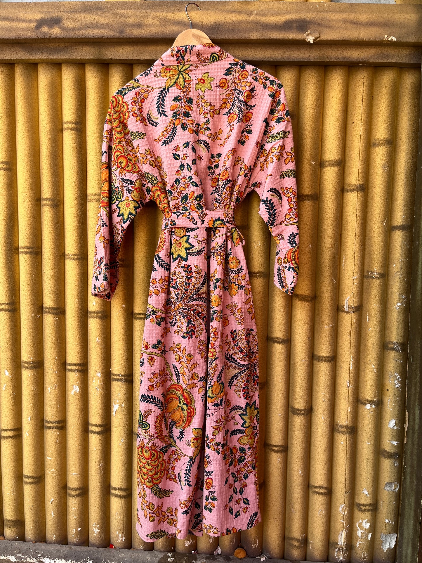Pink Dream Vine Waffle Bathrobe – Luxury Spa Robe