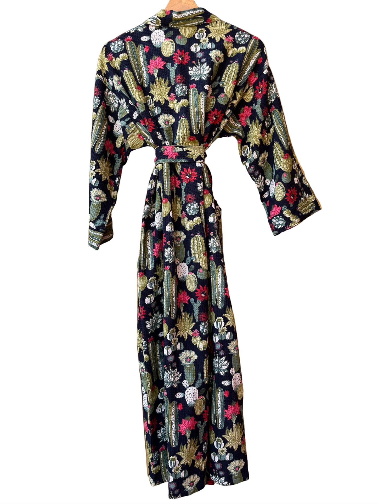 Cute Black Cactus Plum Waffle Bathrobe – Luxury Spa Robe