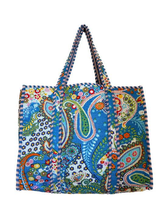 Blue Azure Bloom – Wander Reversible Tote Bag 18x18
