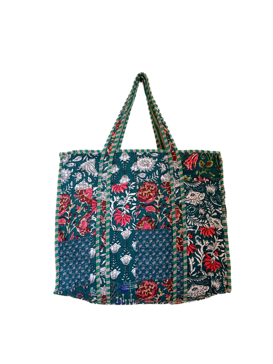 Teal Green Bloom Patch – Wander Tote Bag 18x18