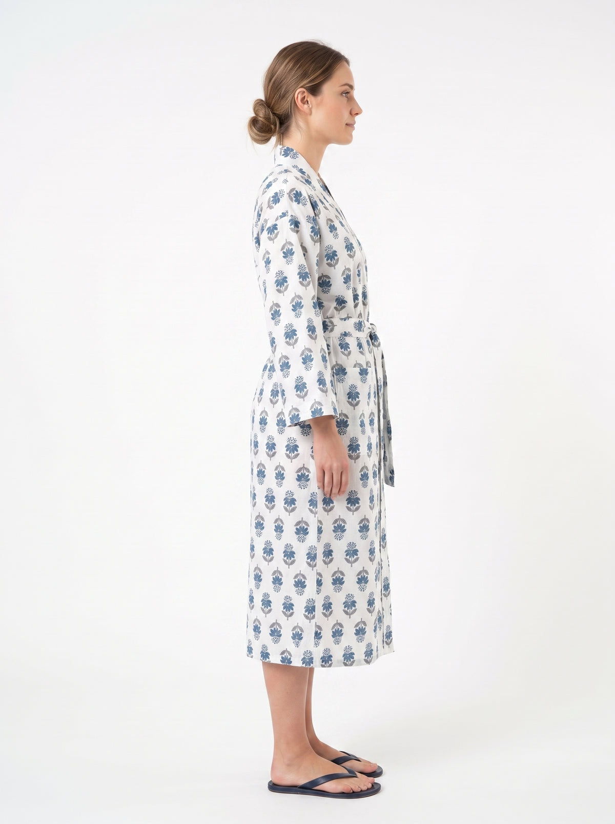 Mini Floral White Whisper – Women’s Cotton Kimono