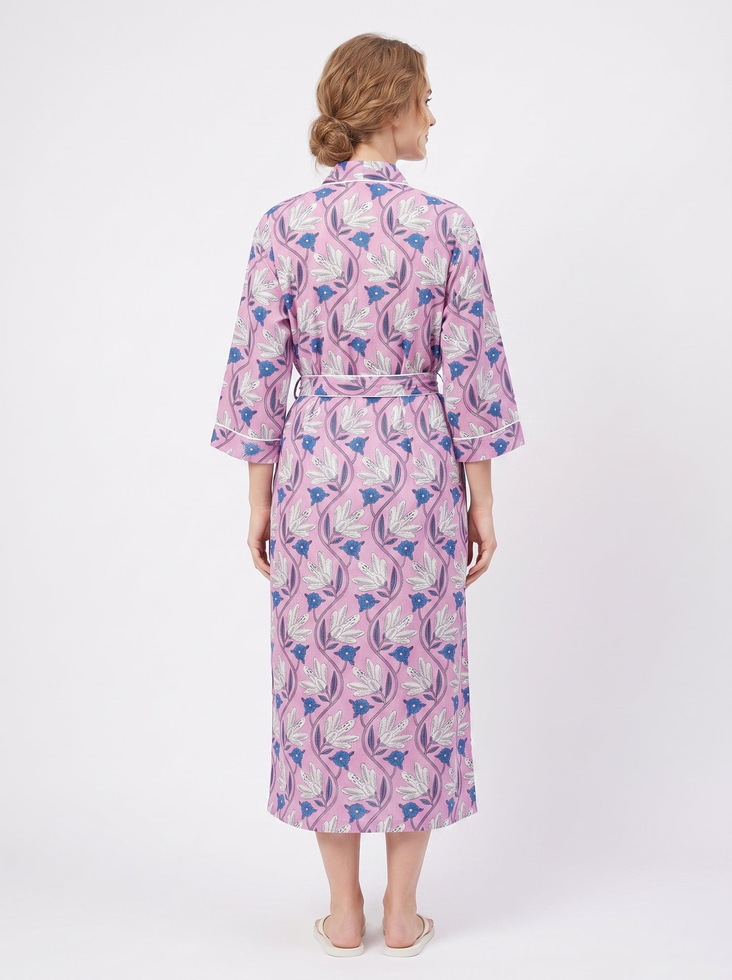 Purple Bloom Women's Cotton Kimono | 3/4 Sleeves
