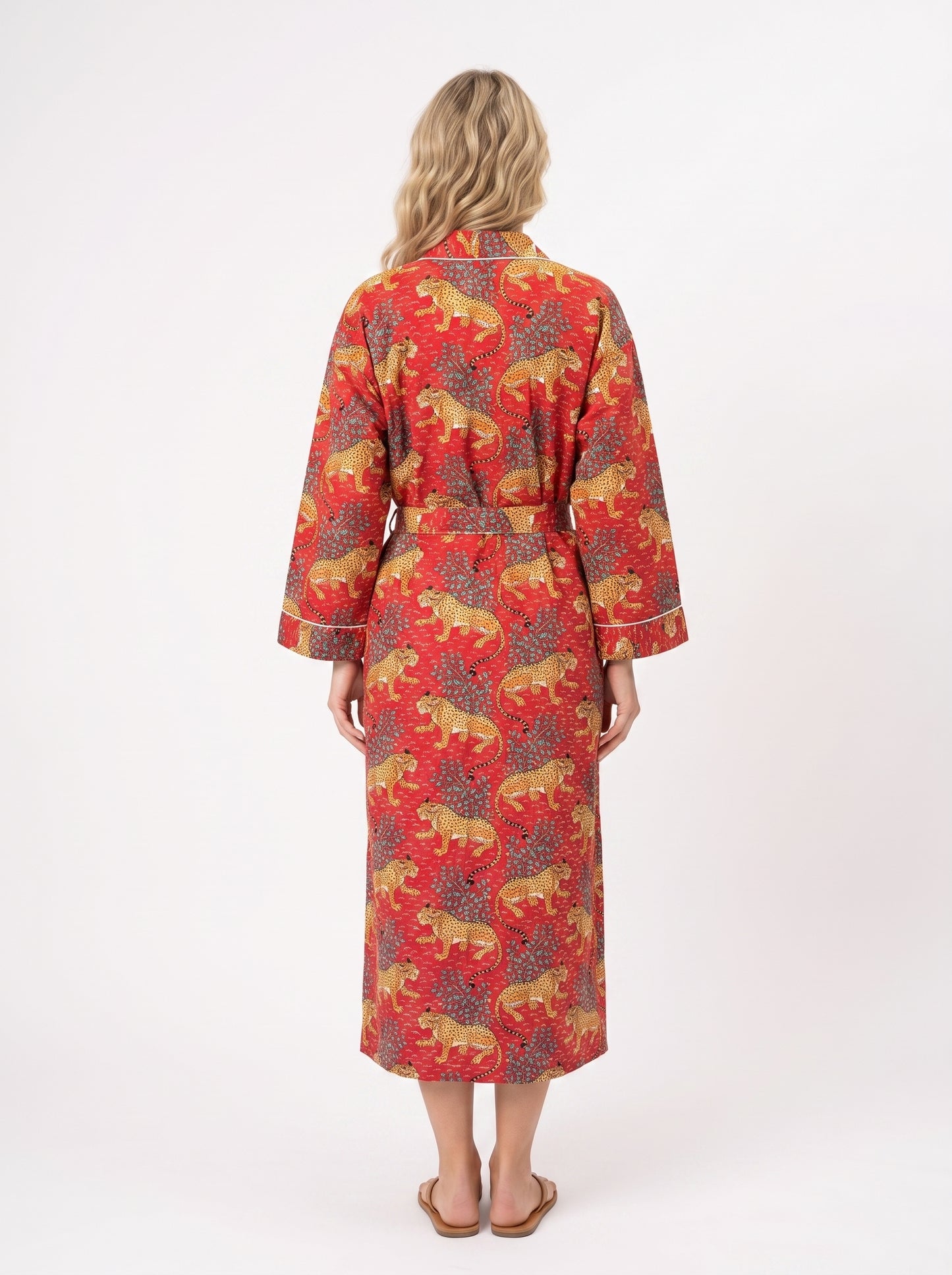 Red Cheetah Print – Women’s Cotton Kimono