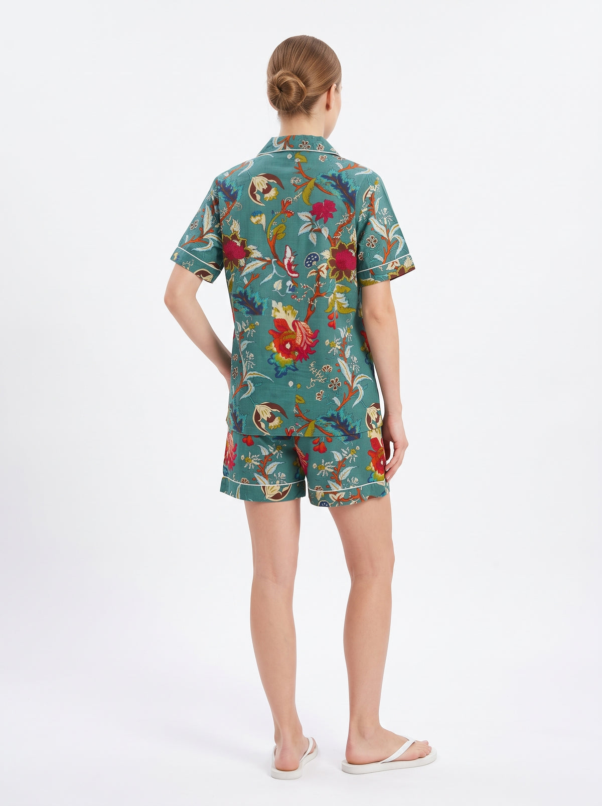 Women’s Teal Crimson – Elegant Two Piece Short Pajama Set
