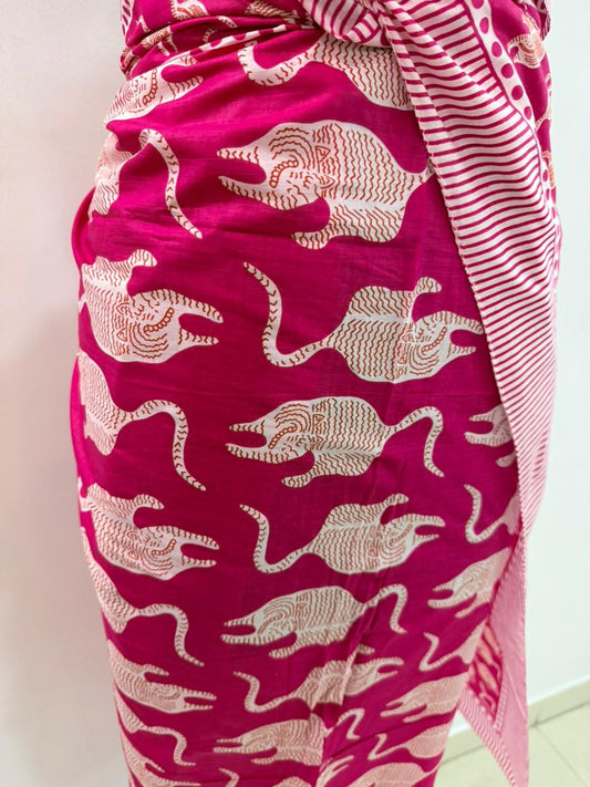 Pink Royal Tiger Sarong - Beach Cover