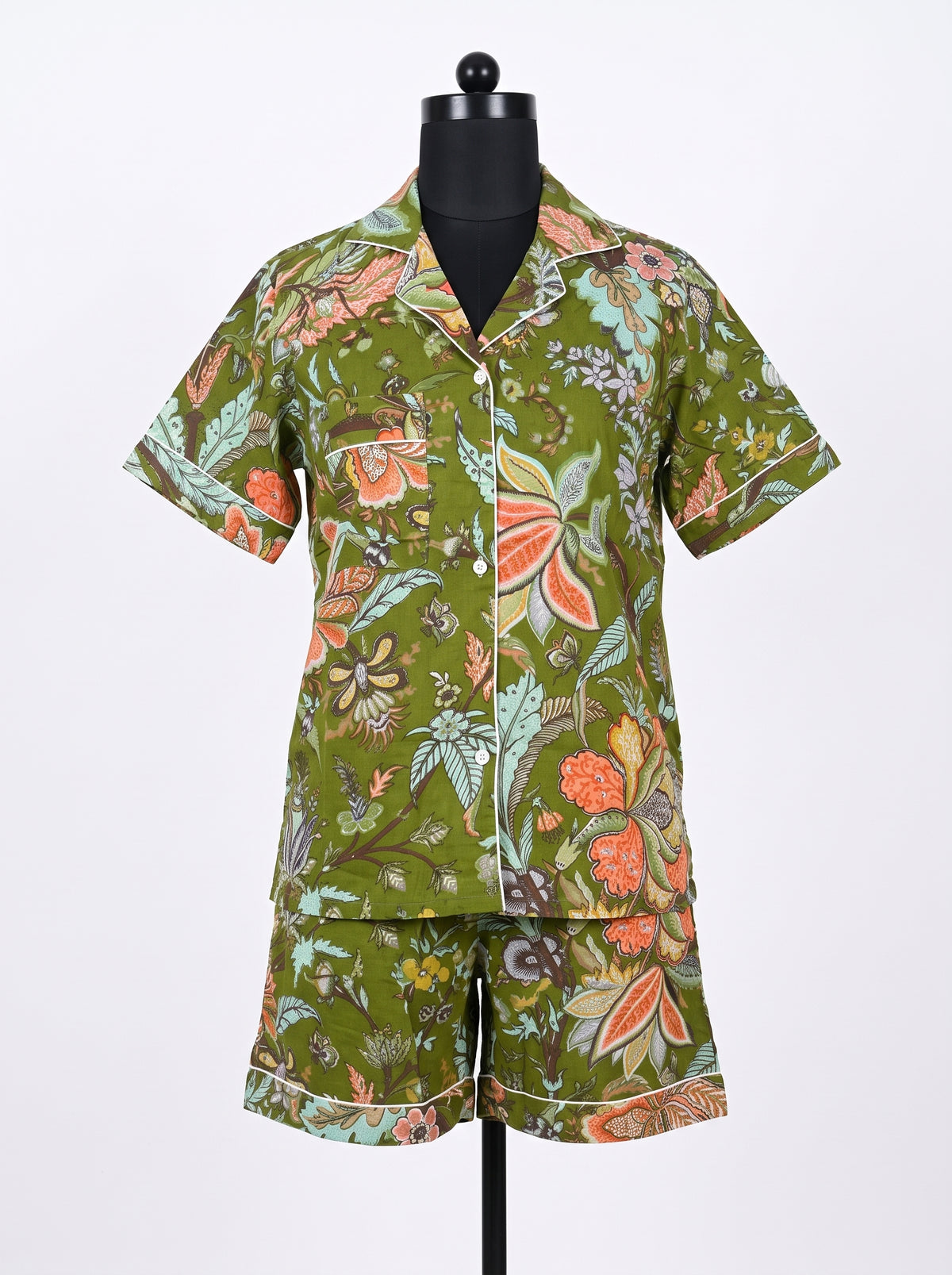 Women’s Green Crimson – Elegant Two Piece Short Pajama Set