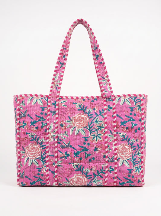 Pink Bloom Riot - Tote & 3 Pouch Set 19X15