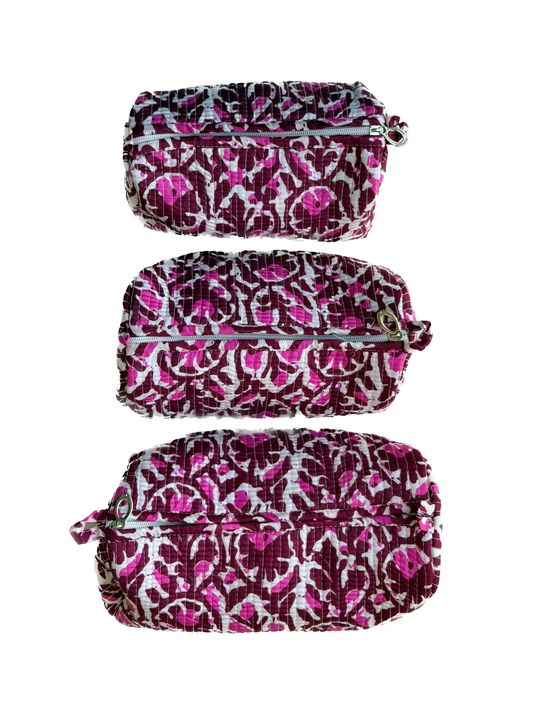 Pink Maroon Floral – Utility Pouch Pack of 3