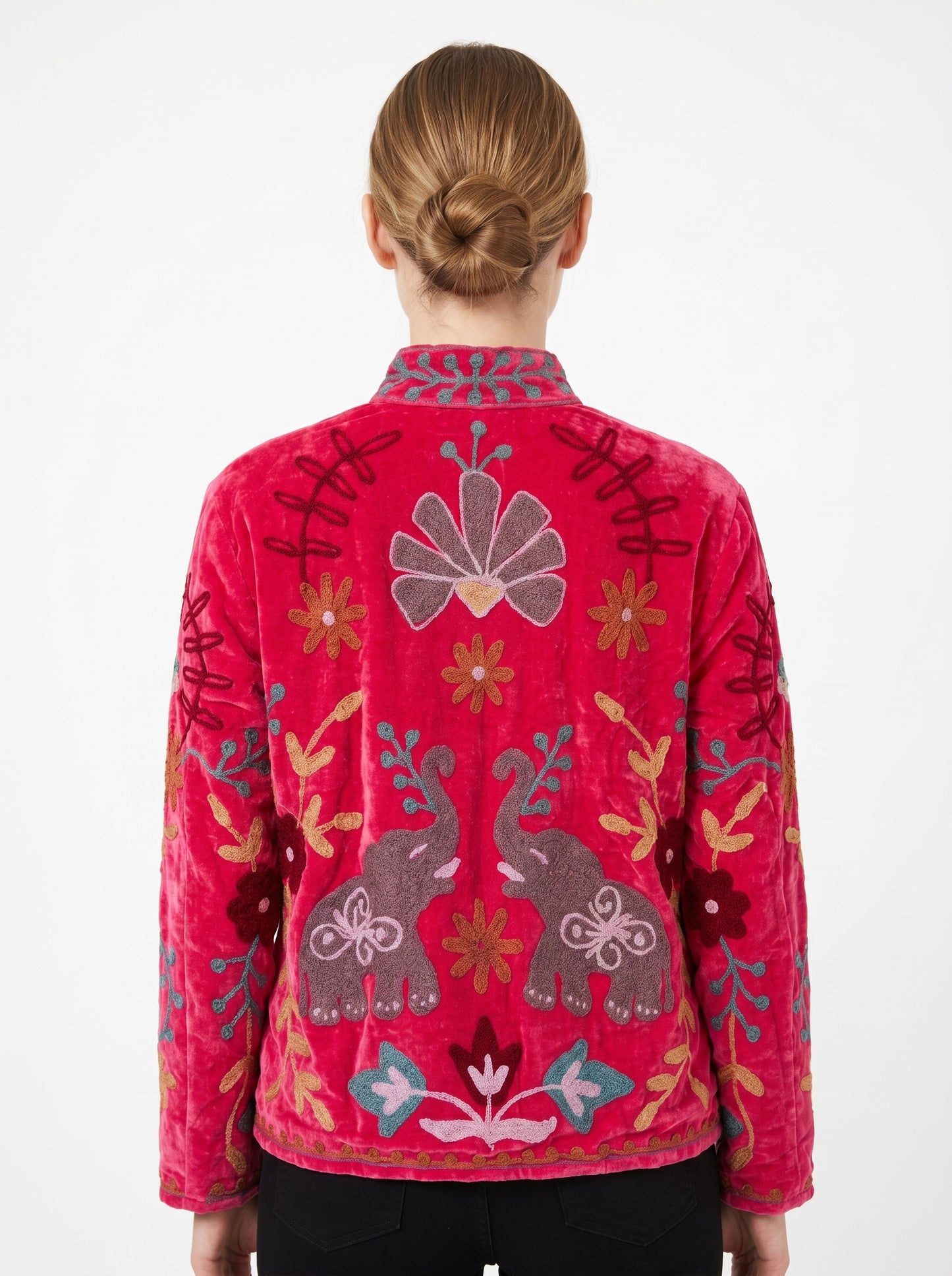 Women's 102 Suzani Reversible Velvet Jacket – Artistic Embroidered Statement Jacket