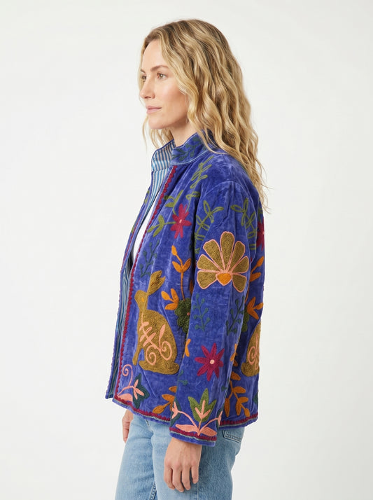 Women's 1019 Suzani Reversible Velvet Jacket – Artistic Embroidered Statement Jacket