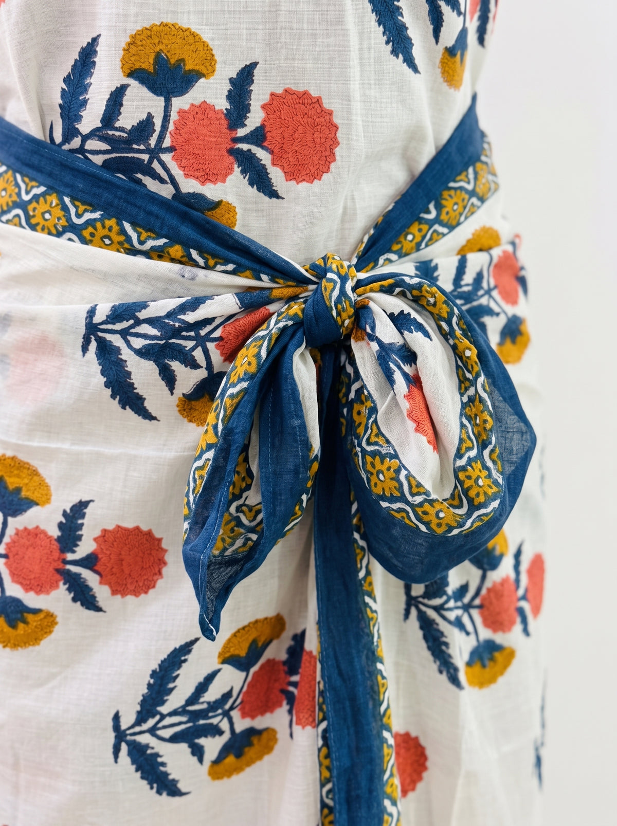 Orange Floral Buta Handblock Sarong - Beach Cover
