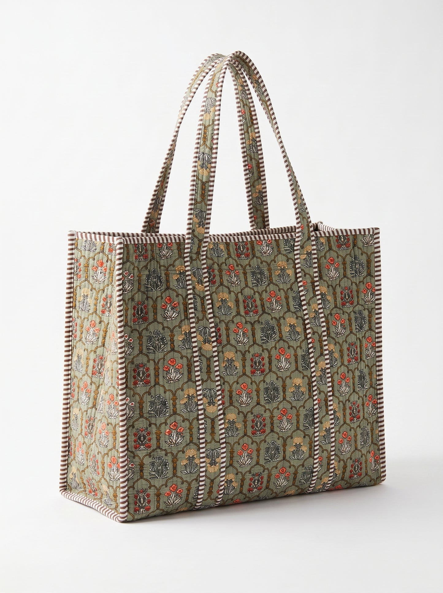Green Floral Mughal – Wander Tote Bag 18X18