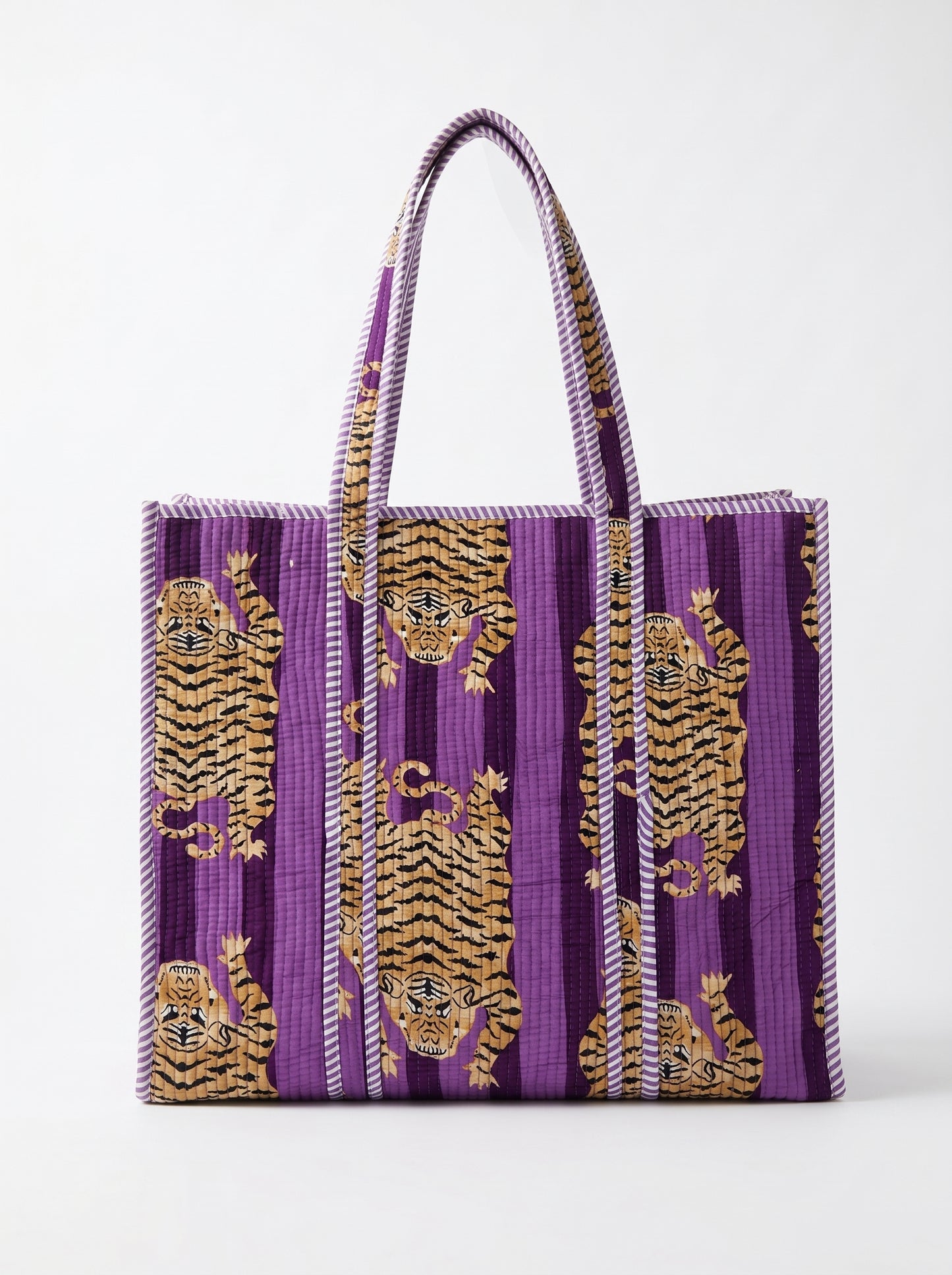 Purple Stripes Tibetan Tiger – Wander Tote Bag 18X18