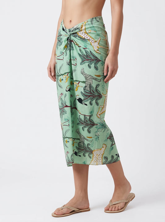 Pastel Green Safari Sarong - Beach Cover