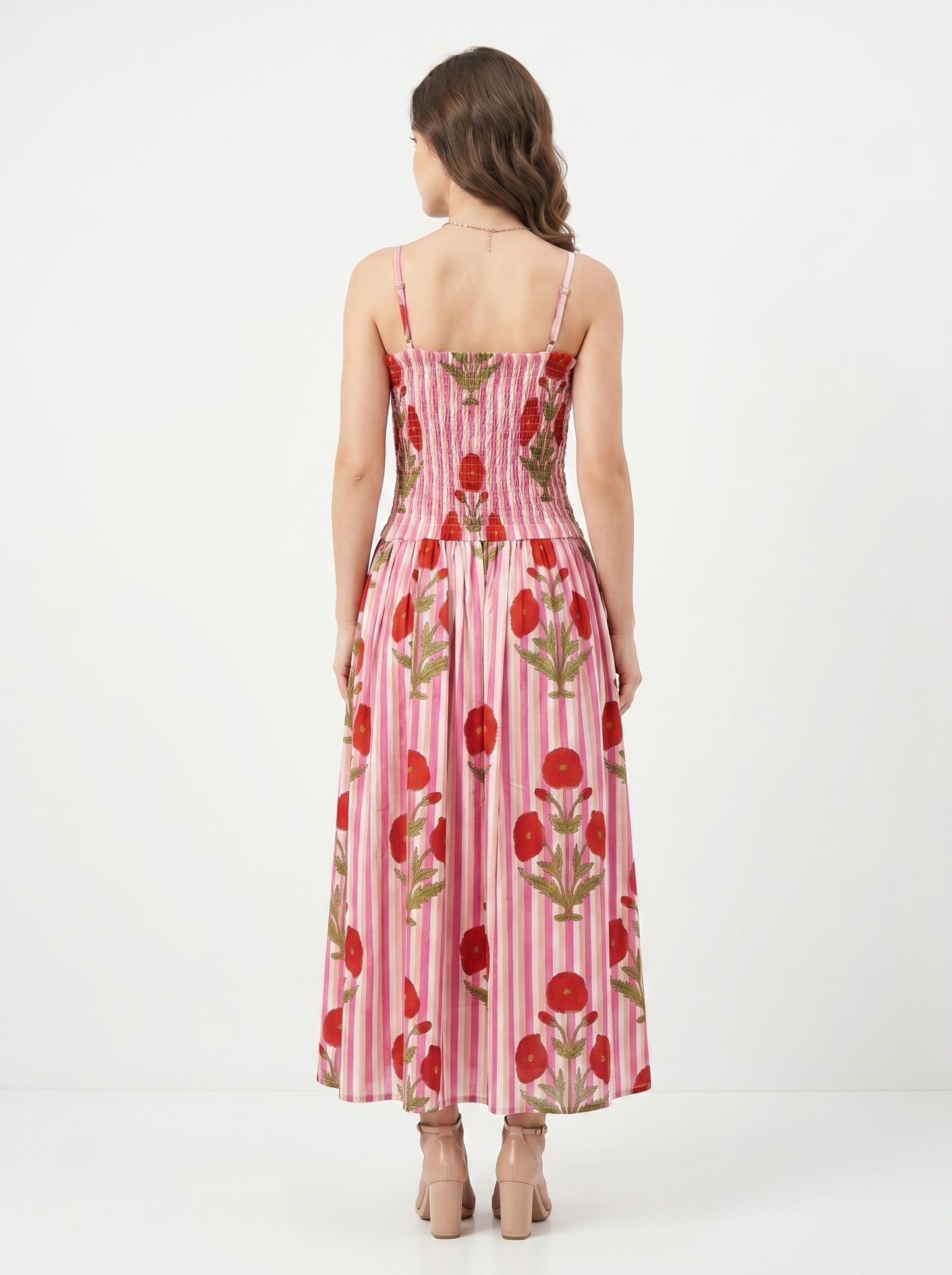 Rosé Bloom – Pink Striped Luxe Dress