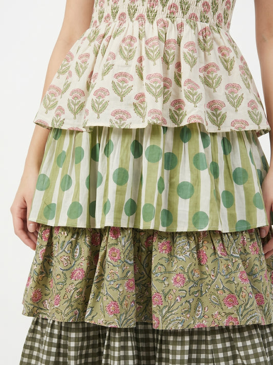 Emerald Frill – Green Floral Luxe Dress