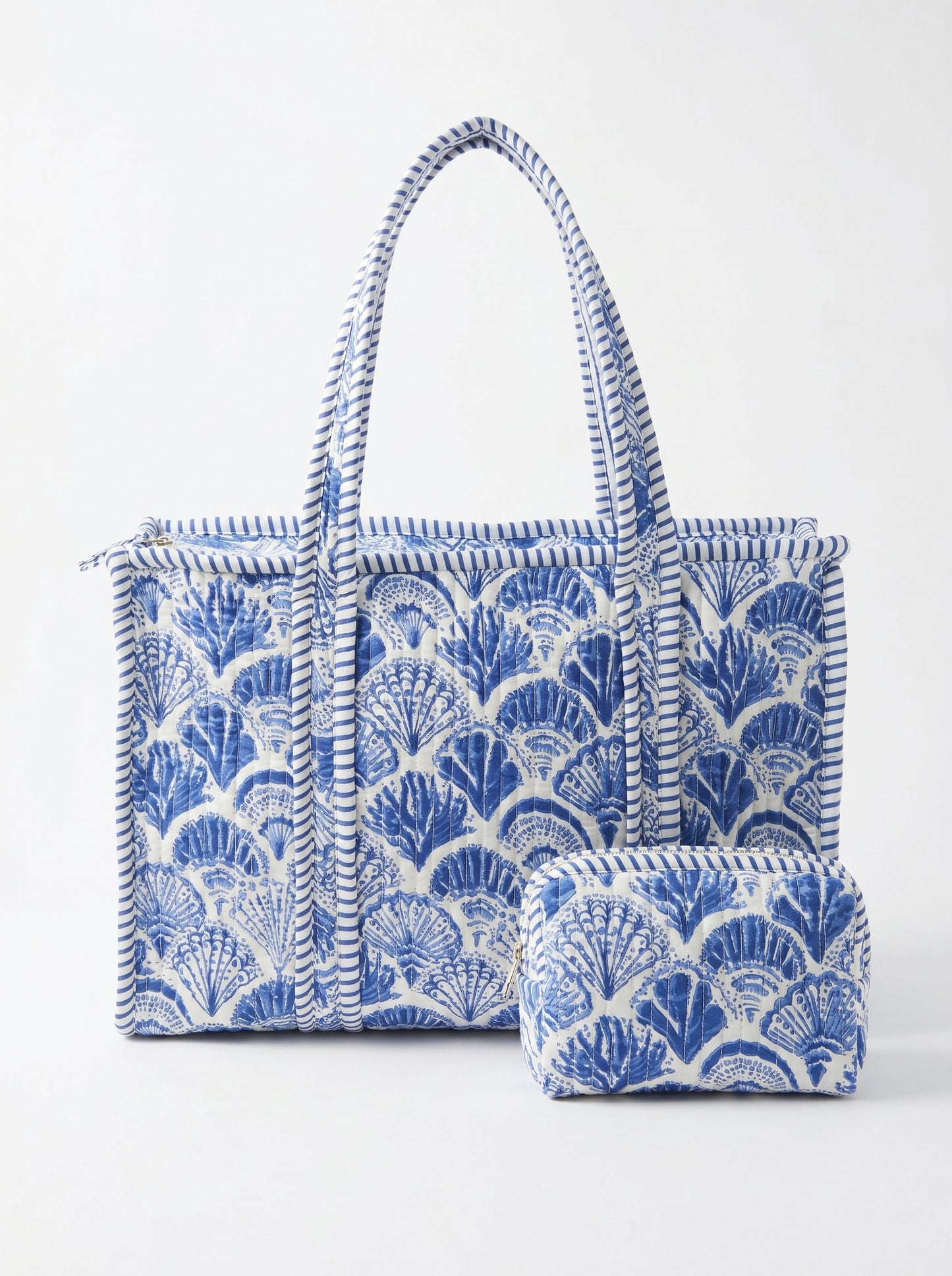 Blue Shell – Quilted Tote & Pouch Set
