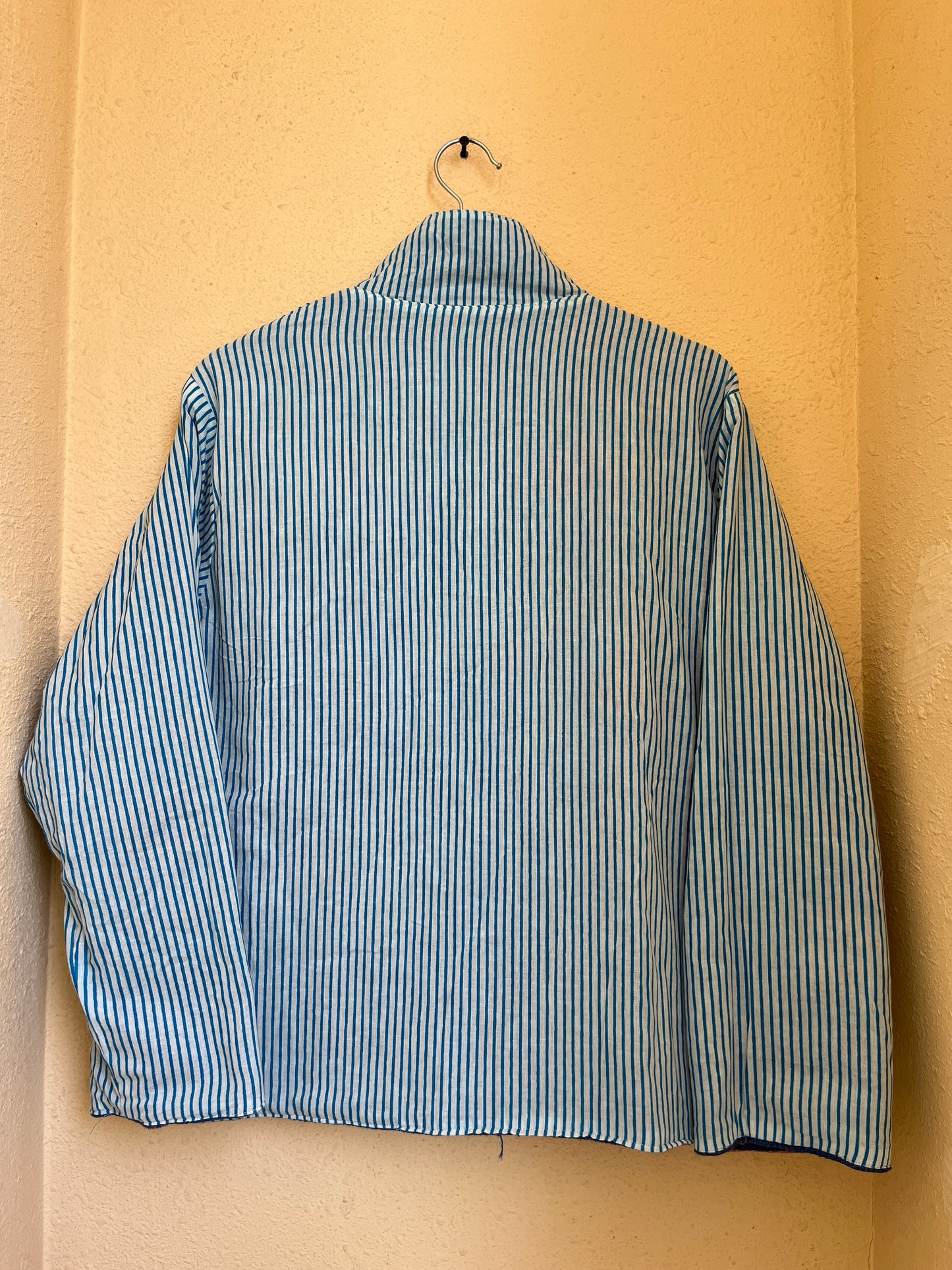 Women's Light Blue Suzani Reversible Jacket – Artistic Embroidered Statement Jacket