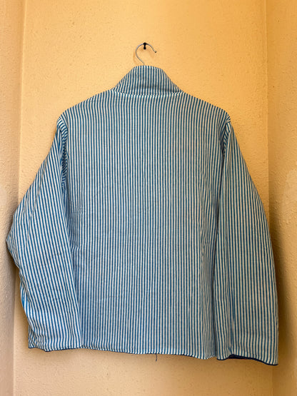 Women's Light Blue Suzani Reversible Jacket – Artistic Embroidered Statement Jacket