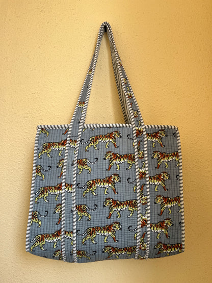 Grey tiger Mini Tote Bag 15X15