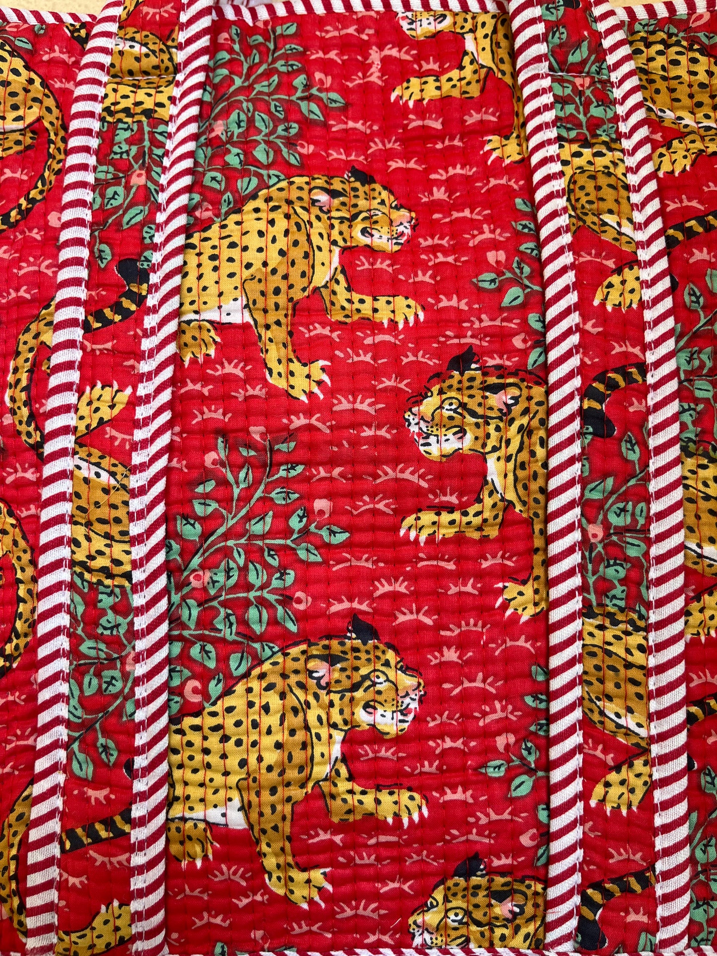 Red leopard – Quilted Mini Tote Bag 12X12