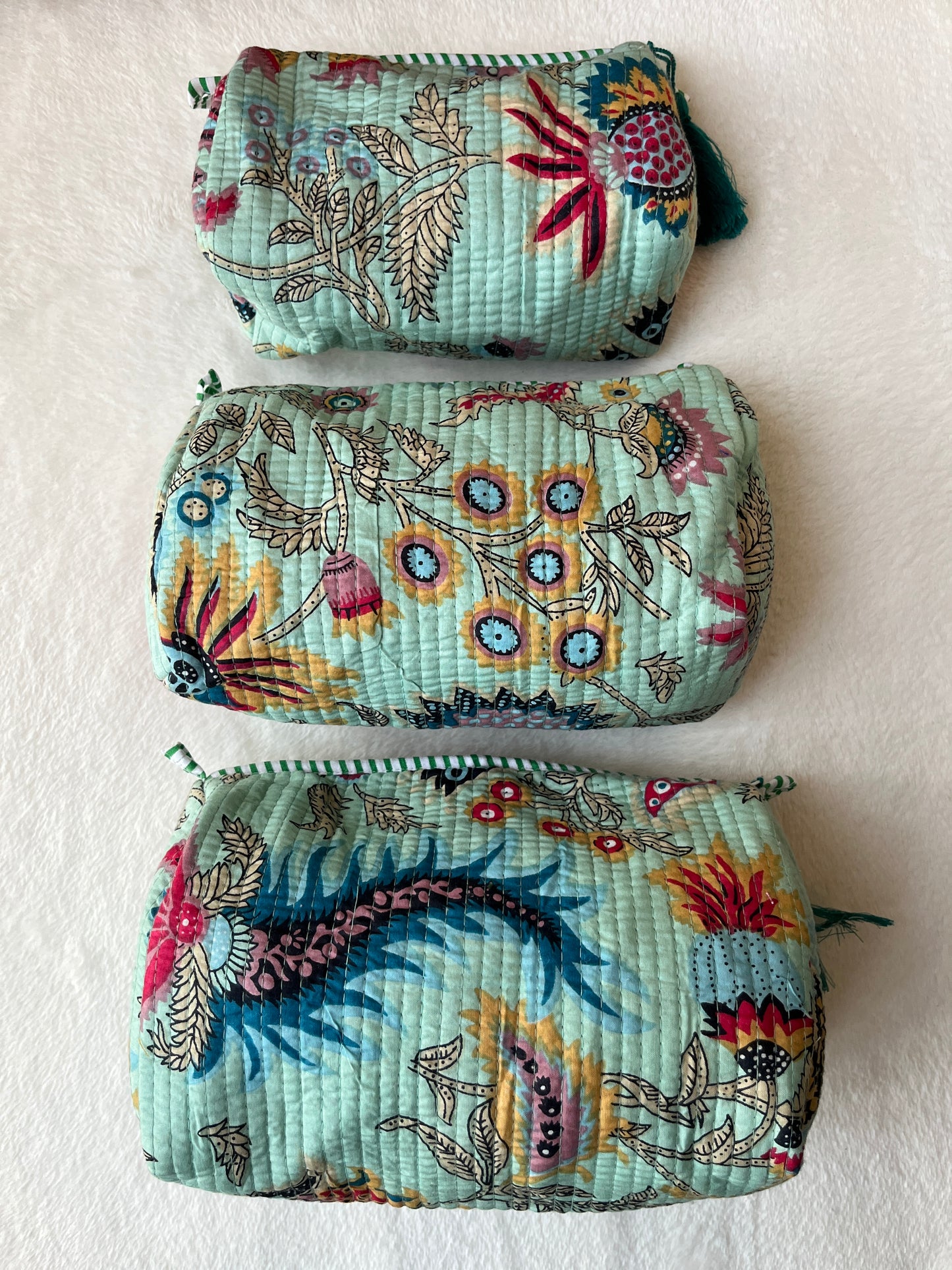 Powder Blue Floral – Utility Pouch Pack of 3