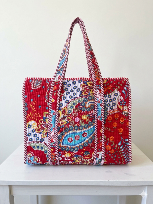 Crimson Red Bloom – Muse Tote Bag 16X16