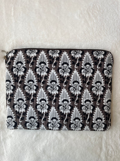 White Floral Quilted Laptop Bag